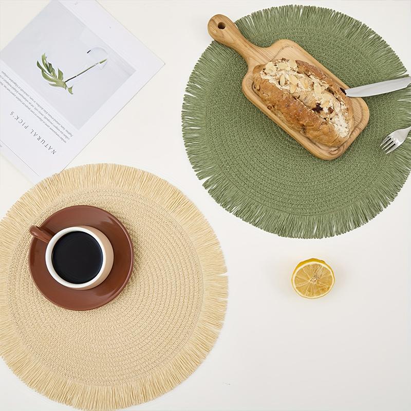 Круглые плетеные подставки под приборы в стиле бохо для обеденного стола — фото 3