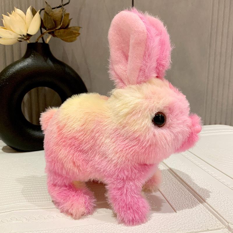1Pcs Rainbow Bunny Walking Wiggle Ears Sound Stuffed Peluche Doll Cute Electric Rabbit Interactive Plush Toys Birthday Gifts