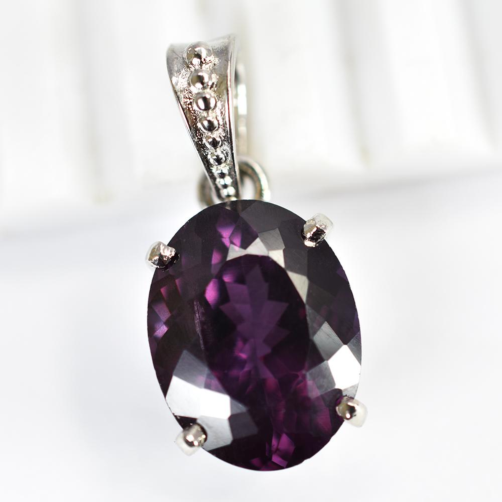 Natural 21.8 CT Purple Alexandrite Certified Gemstone Pendant 925 Silver