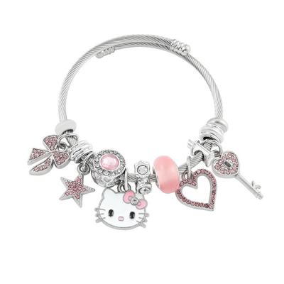 Hello Kitty Cartone Animato Anime Perline Pandora Braccialetto Fai da Te Bracciale