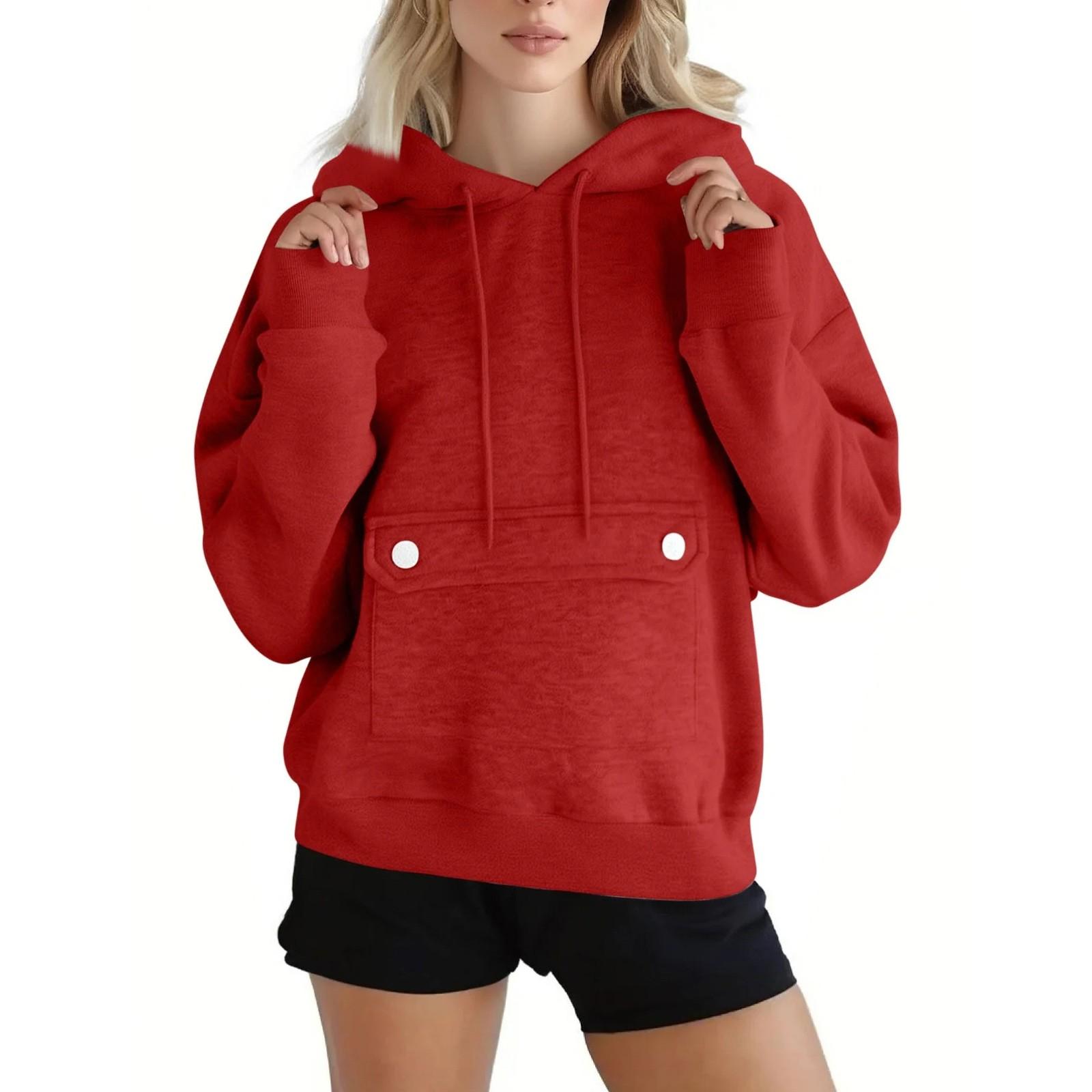 

Женские толстовки, осенняя мода, свитшоты, повседневный свитшот с длинным рукавом и свободного кроя, осенняя толстовка XL красный