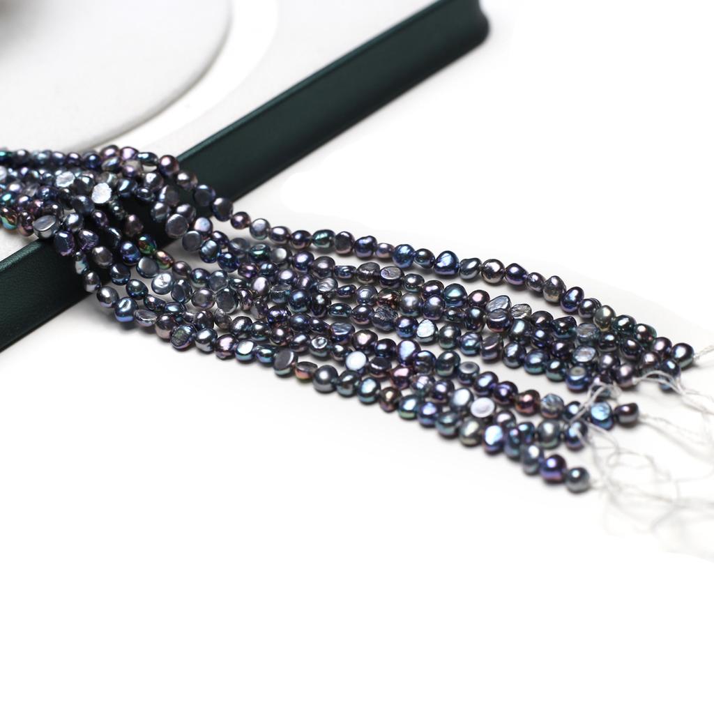 1String, Black Natural Freshwater Pearls, Nugget Pearl Beads for Jewelry Making DIY Necklaces Bracelets Crafts (Beads 4-4.5mm, Length 18cm)