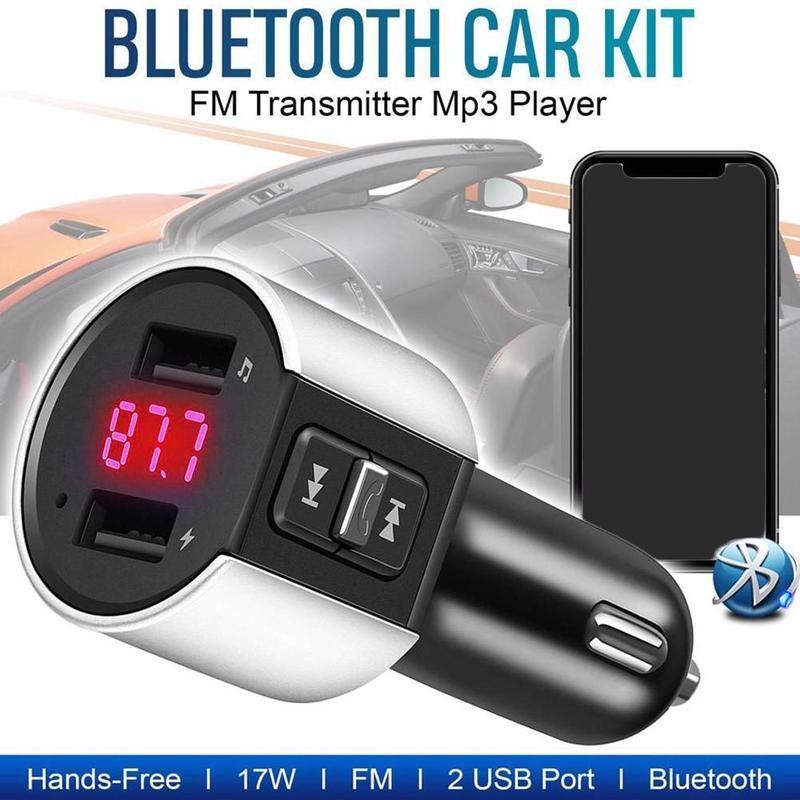 Dual USB FM Transmitter Audio Aux Modulator Fast Car Charging Bluetooth Handsfree Calling Car Kit Car Radio MP3 Player