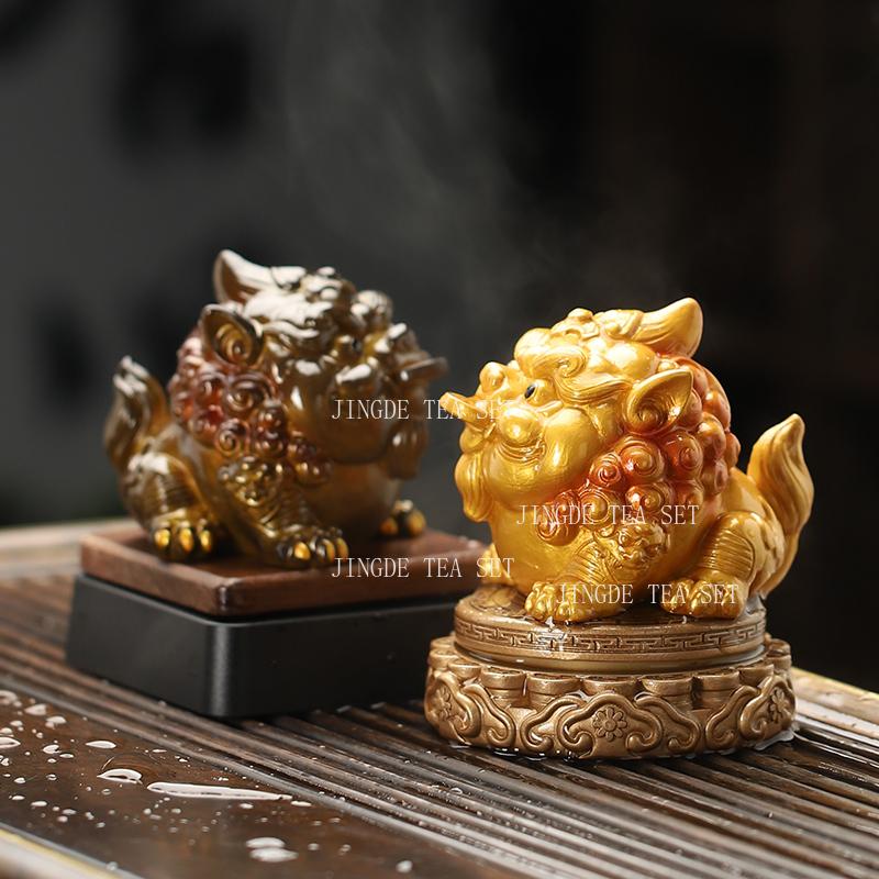 Resin Discoloration Upon Contact with Water Lucky Pixiu Tea Pet Creative Boutique Living Room Tea Table Decoration