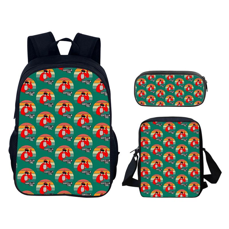 Gorilla Tag 3D Printed 3pcs/Set School Bags Laptop Daypack Backpack Inclined shoulder bag Pencil Case For Boys Girls Best Gift