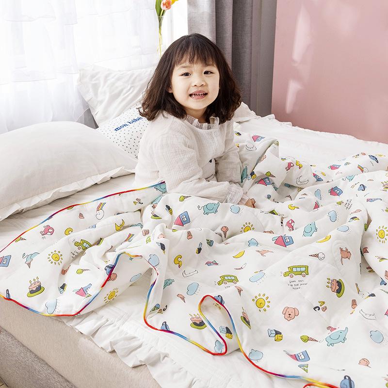 New Waffle Yarn Cotton Children's Summer Quilt Double Layer Yarn Airable Cover