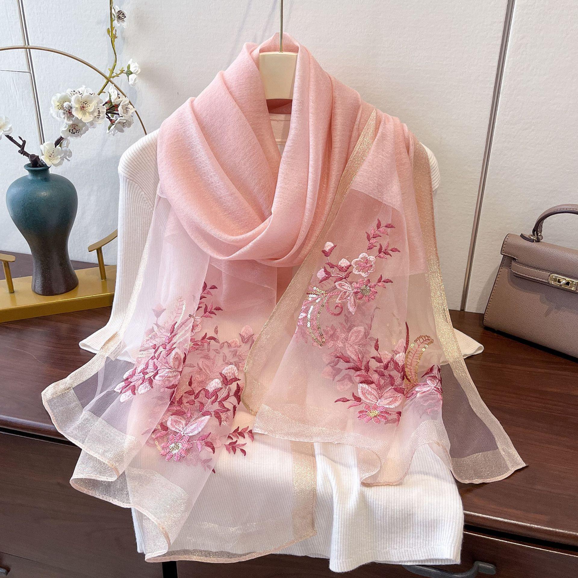 

Новый шелковый шерстяной шарф, кондиционируемый комнатный платок с внешней вышивкой для женщин, защита шеи на весну и осень, вышитый шелковый шарф в китайском стиле 180*70cm