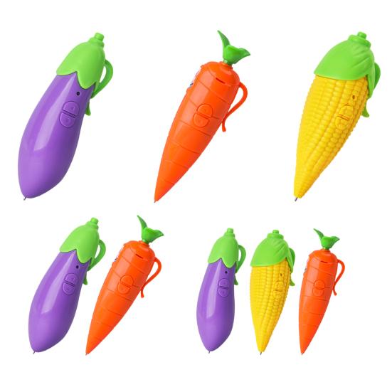 Jouet Stylo Enregistreur pour Enfants avec Lecture de 20 Secondes Enregistreur Mignon en Forme de Carotte/Maïs/Aubergine Stylo Bille Écriture pour Garçons Filles