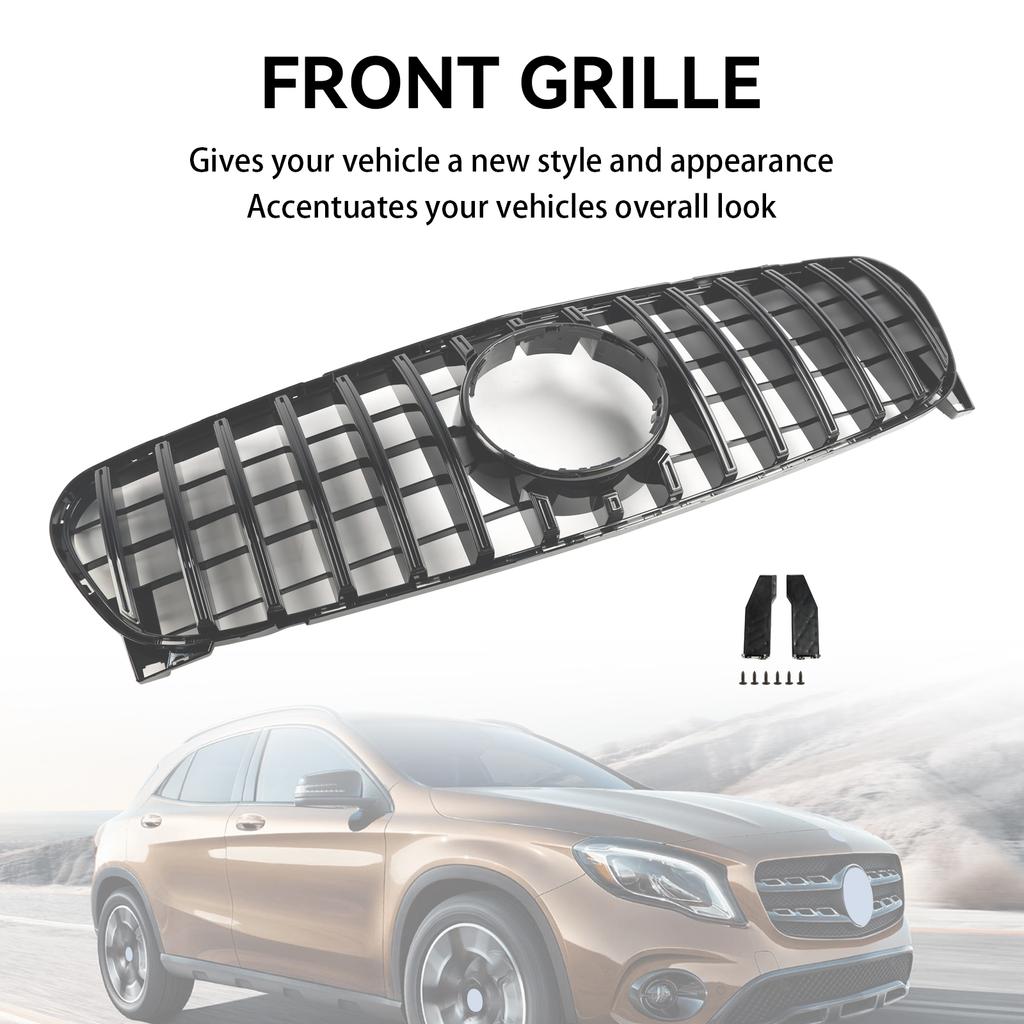 Front Grill Grille Fit Mercedes Benz GLA W156 X156 2017-2019 Facelift Black