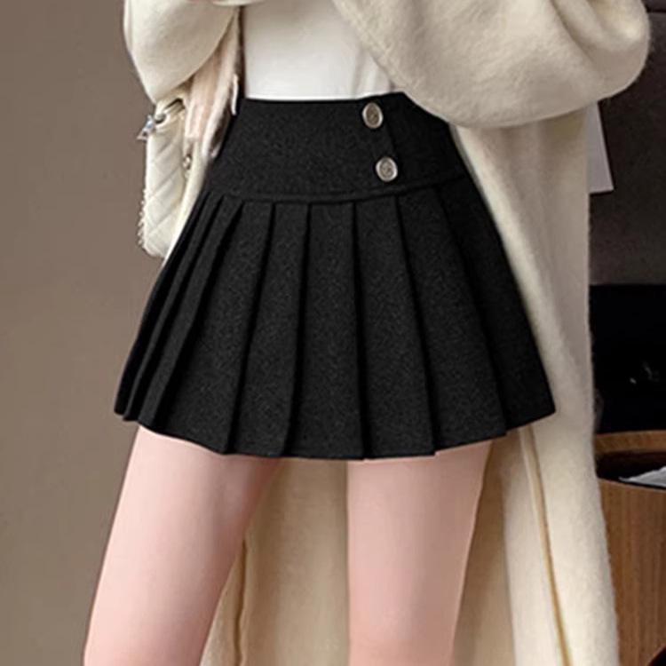 Chic High-Waist Pleated A-Line Mini Skirt for Women - Spring/Autumn Miu Style