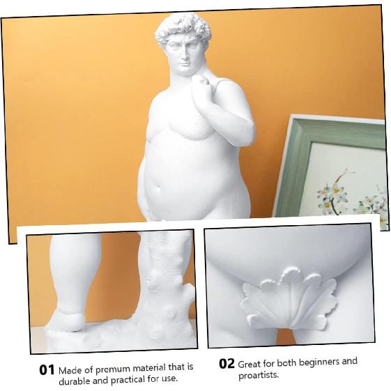 VOSAREA Fat David Statue - Roman Plaster Sculpture for Home Decor, Greek Mythology