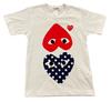 NOWA Koszulka Damska Comme Des Garcons Play z Sercem, Krótki Rękaw, Biała, Rozmiar Bardzo Mały XS, Unisex