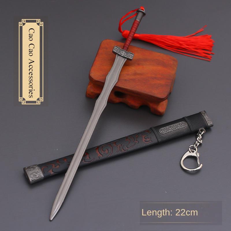 22cm Gold Spear Full Metal Lance Ancient Cold Weapon Model Ornament Toys for Men Boy Child Replica Miniatures With Fringe