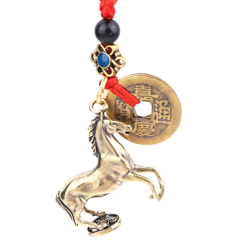 2026 Year Of Chinese Zodiac Horse Lucky Pendant Keychain Brass Feng Shui Wealth Car Key Ring Women Men Bag Pendant Jewelry Gift