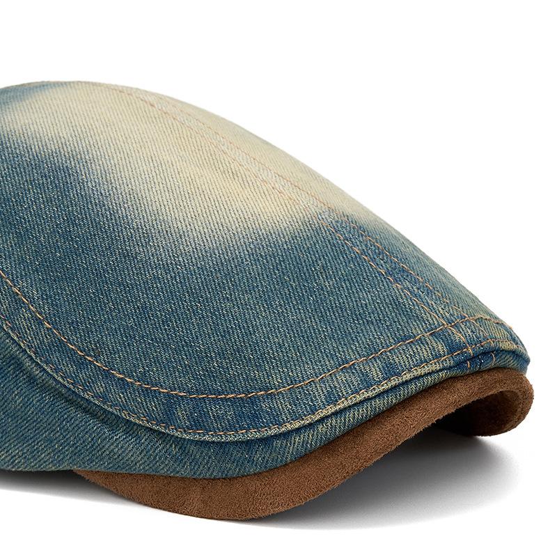 British Retro Denim Forward Hat Women Paintess Hat Anti-Wearing Beret Men Peaked Cap