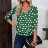 Women's Fashion Casual V-Neck Three-Quarter Sleeve Print Top