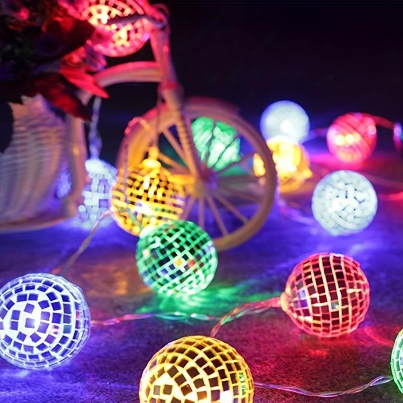 1 Stück batteriebetrieben 1,5 m 10 LEDs Spiegelkugel Lichterkette Modern Retro Disco Bar Party WeihnachtsKugel Lichterkette für Party-Dekoration