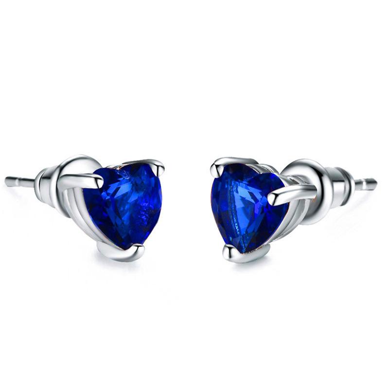 Fashionable Mini Heart-Shaped Zircon Stud Earrings For Women, Heart-Shaped Colorful Diamond Multi-Color Earrings
