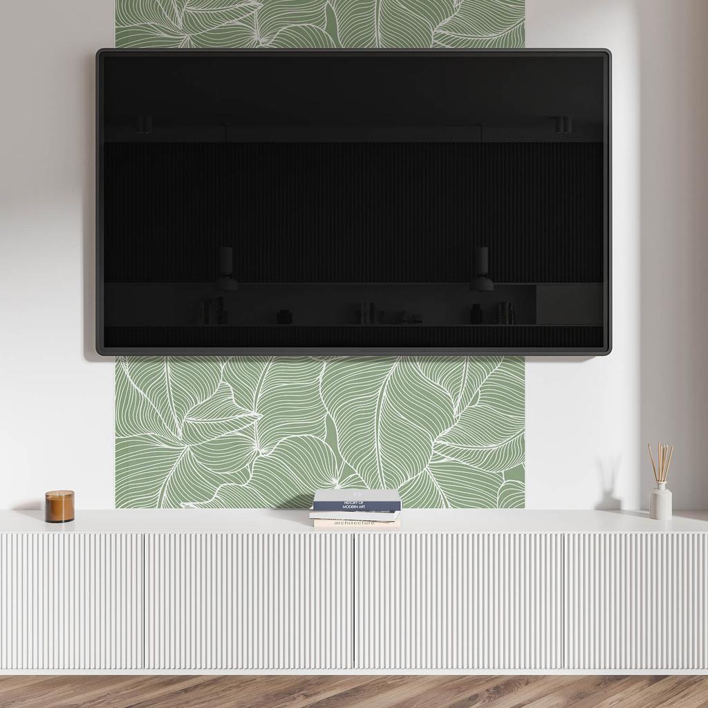 Naklejany Panel Dekoracyjny Do Szybkiej Odmiany Ściany 120X60 Cm Wzór Liści Z Falami