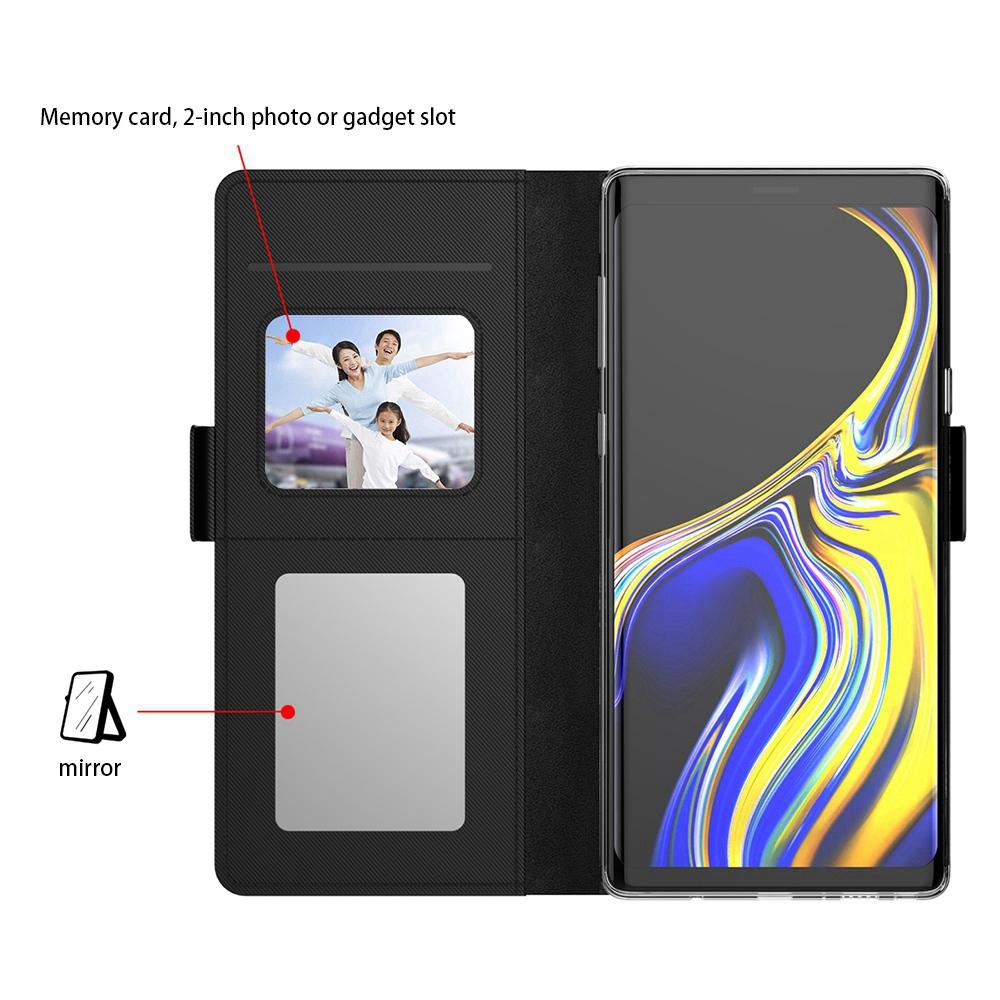 

For Motorola Moto G82 5G/G52 4G Card Holder Function Makeup Mirror PU Leather Case Stand Double Magnetic Clasp Flip Shell Black