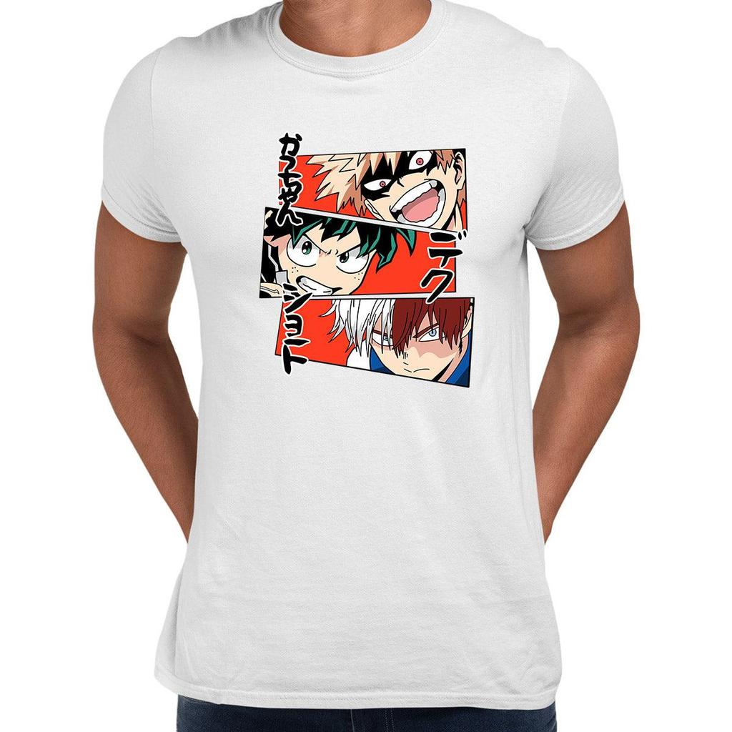 Anime My Hero Academia Katsuki Bakugo Midoriya Izuku and Shoto Todoroki T-shirt Anime Manga Tops