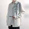 Pánská volná ležérní košile s výšivkou květin Streetwear Oversized Pohodlná Jaro Léto Módní Trendy Stylový Top Oblečení