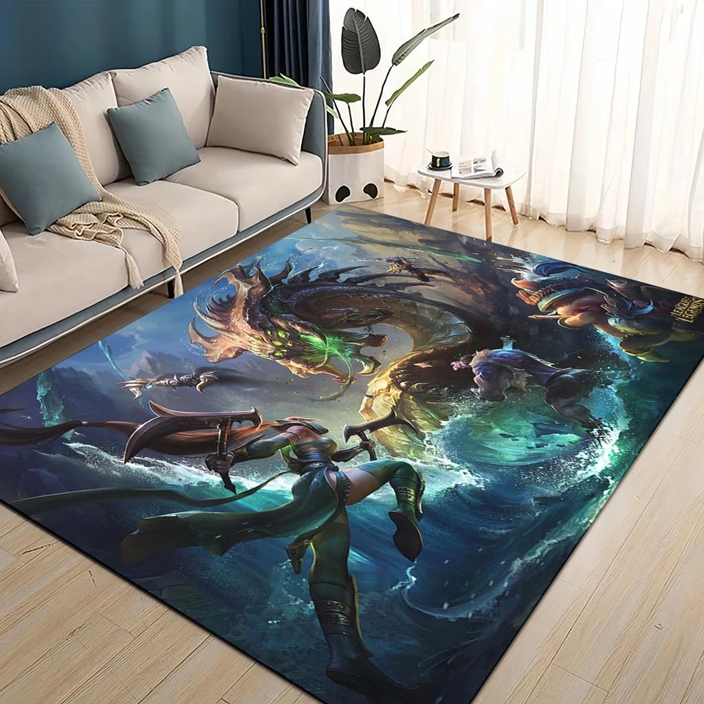 2025 New LOL Jinx League of Legends Game Carpet Rug for Living Room Bedroom Home Sofa Decoration,Kids Play Non-slip Floor Mat