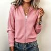 Women's Knitted Zip Front Cardigan Long Sleeve Color Casual Jacket