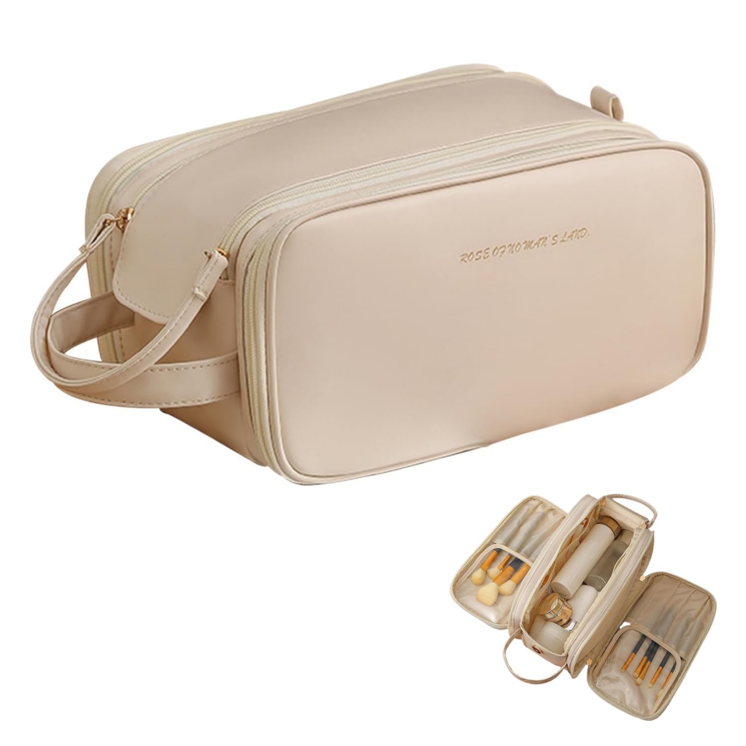 

Aylashine Large Capacity Cosmetic Travel Makeup Easy to Toiletry Bathroom Multifunctional Makeup Pouch for White Bag, Bag, Carry, Double-Layered Bag, белый