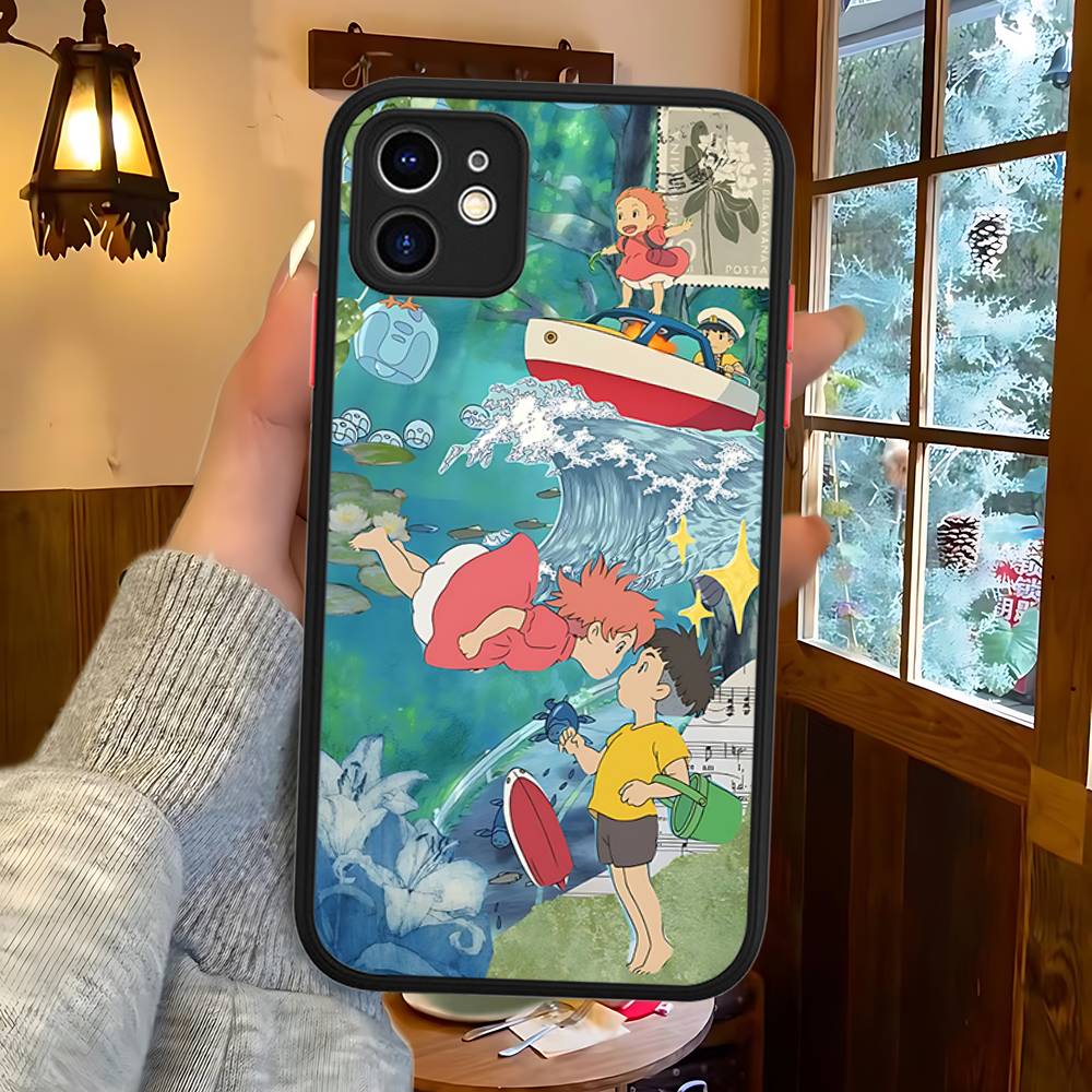 

Cute P-Ponyo Movie On The Cliff Phone Case For IPhone 16e 15 14 13 12 11 Pro Max Plus X XS MAX Candy Color Matte Cover iphone 14 pro