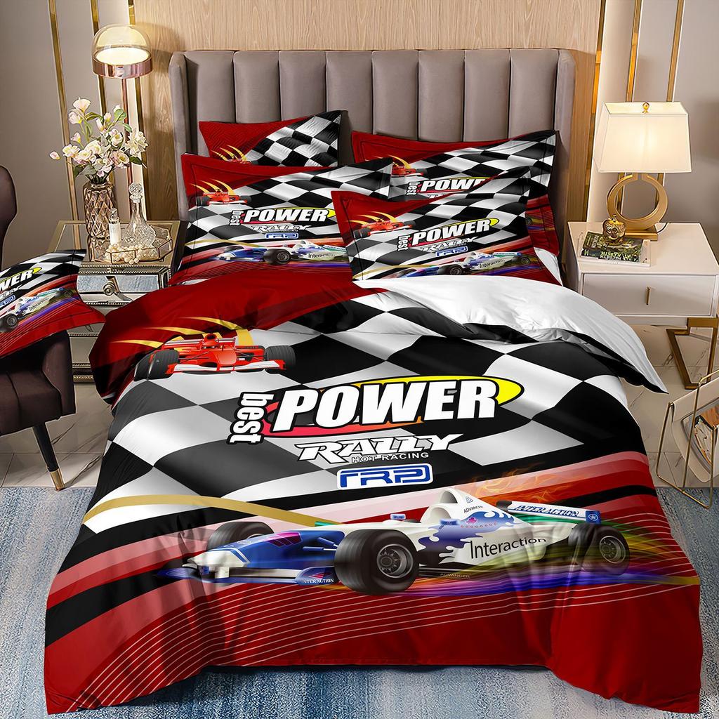 Bedding Three-Piece Set 3D Digital Printing Cartoon Fire Truck Children'S Polished Duvet Cover