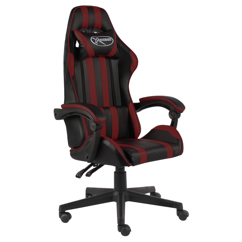 Gaming Chair in Black and Burgundy Artificial Leather