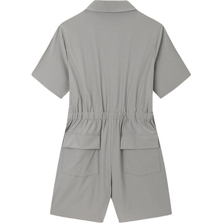 Anta X National Geographic Collaboration Outdoor Series Solid Color Polo Neck Utility Jumpsuit Women Jumpsuit Deep-Green 162426204-2