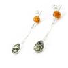 Les Trésors De Lily [I8944] - Two-tone Amber 'Inspiration' Silver Earrings