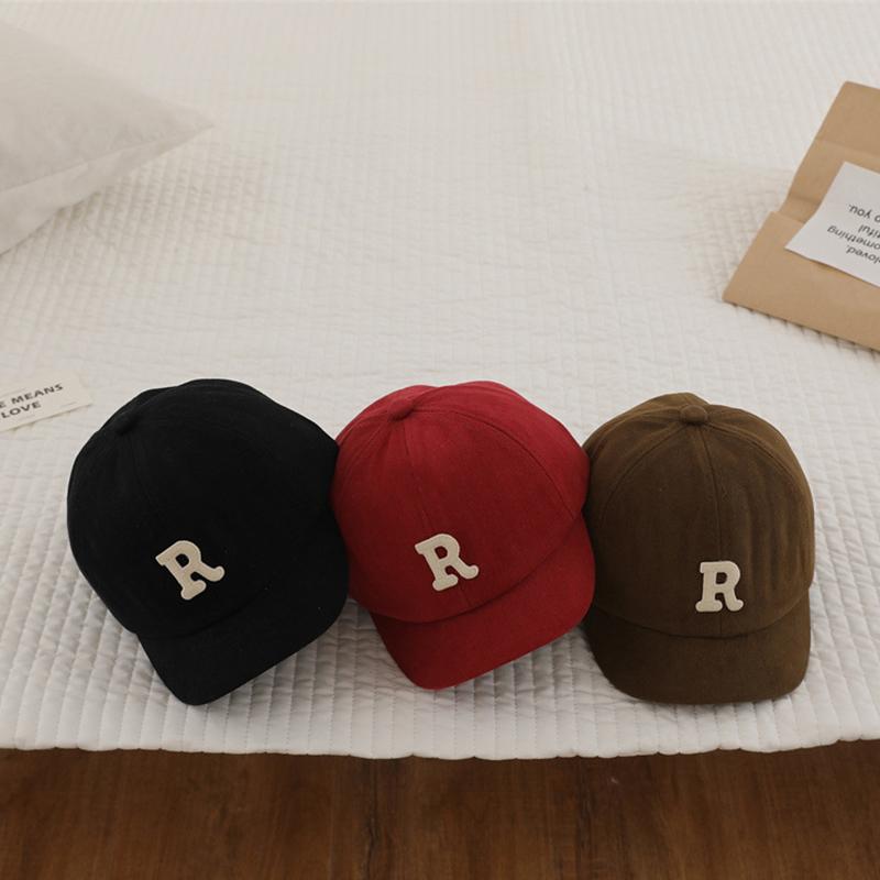 Summer Baby Baseball Cap Letter Embroidery Toddler Peaked Hat Korean Solid Color Short-brim Kids Boy Girl Sun Hats