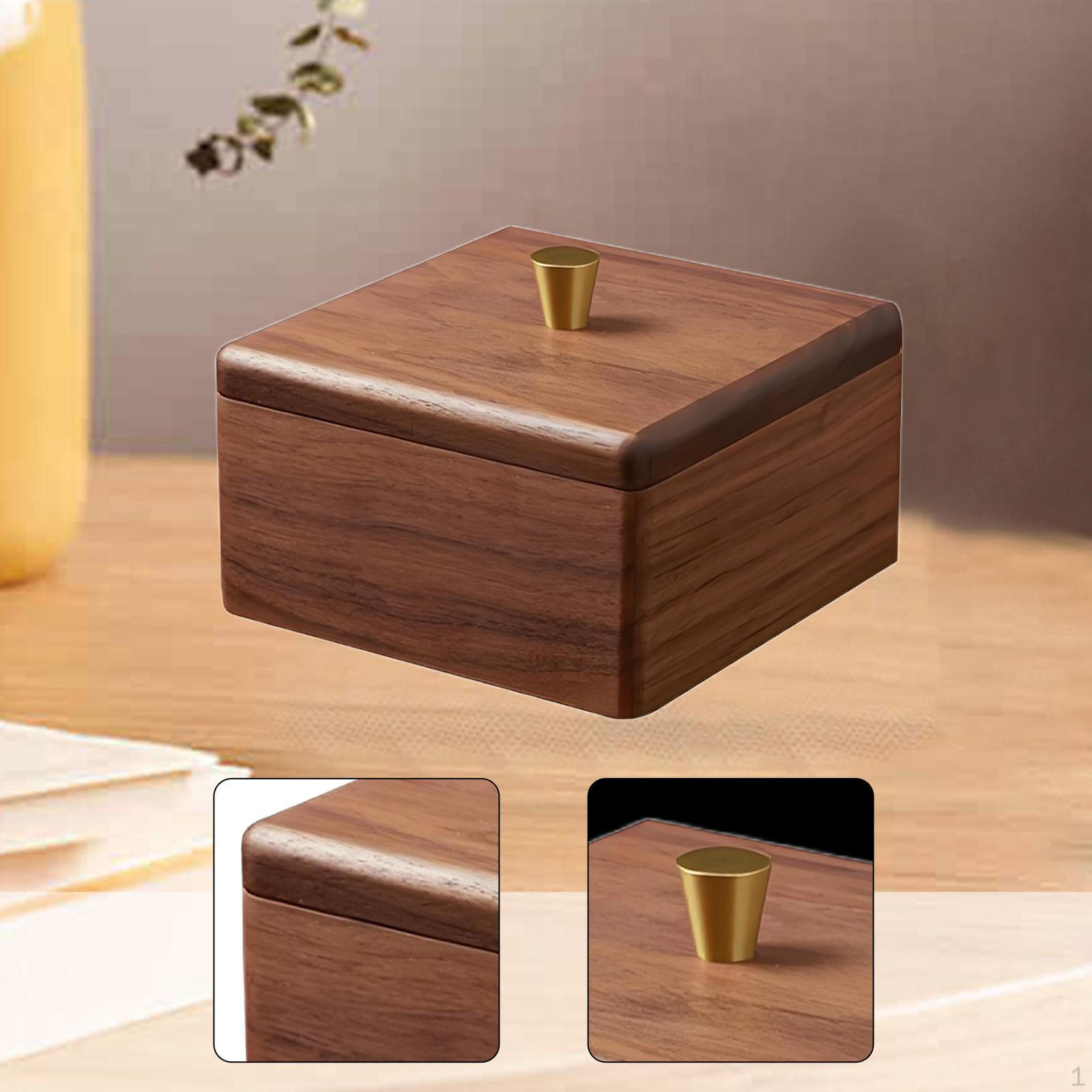 

Wood Memory Box Wooden Toothpick Holder with Lid Ornament Rustic Small Storage Case Keepsake for