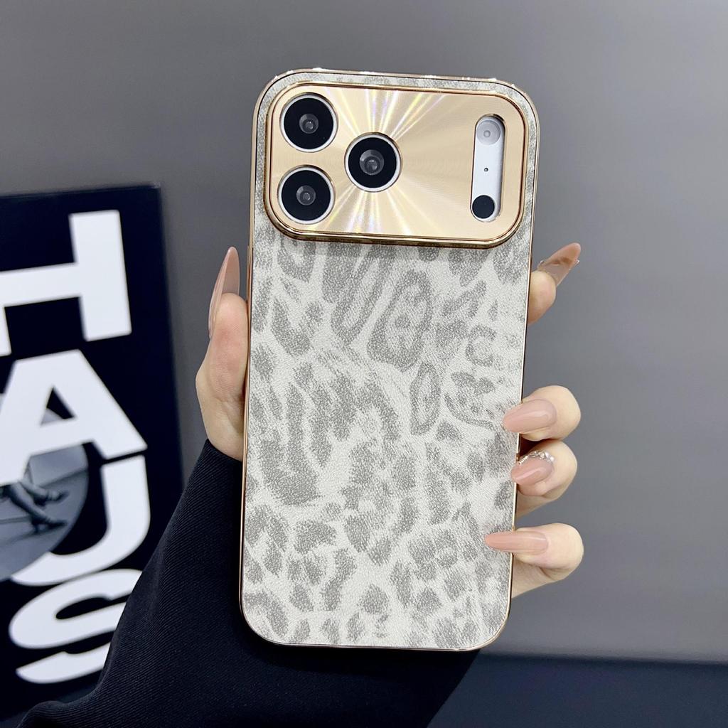 Leopard Print Electroplated iPhone 12/13/14 ProMax Case, Anti-fall Cover
