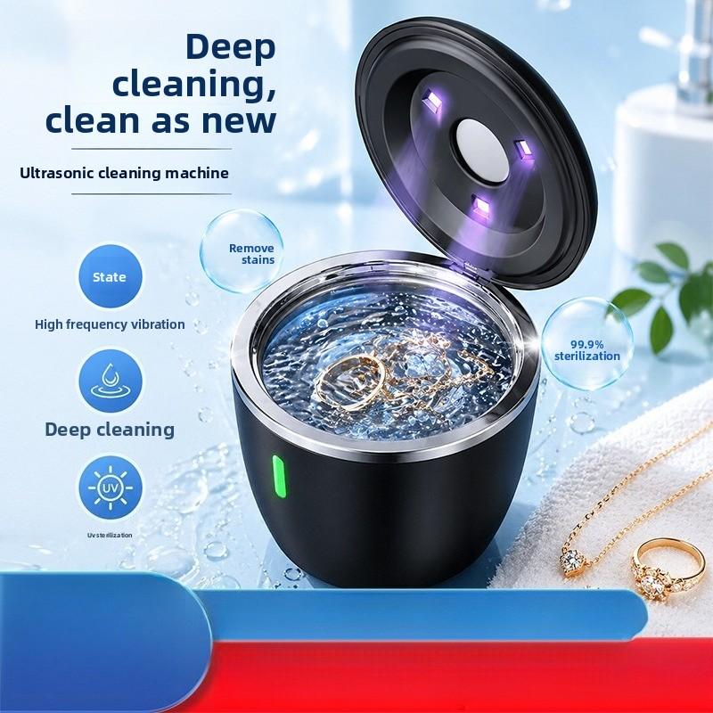 Small Ultrasonic Braces Cleaning Machine, Dentures, Jewelry, Household Automatic Ultraviolet Sterilization Cleaner