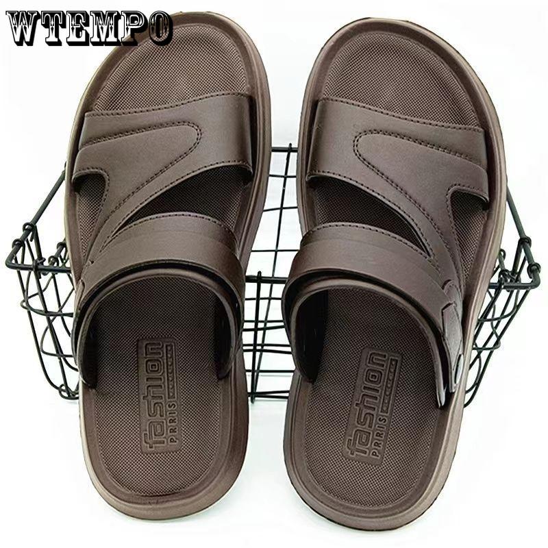 

WTEMPO Мужские летние сандалии с толстой подошвой и мягкой подошвой, повседневные шлепанцы, нескользящие домашние тапочки, модная походная обувь, приморская уличная пляжная обувь