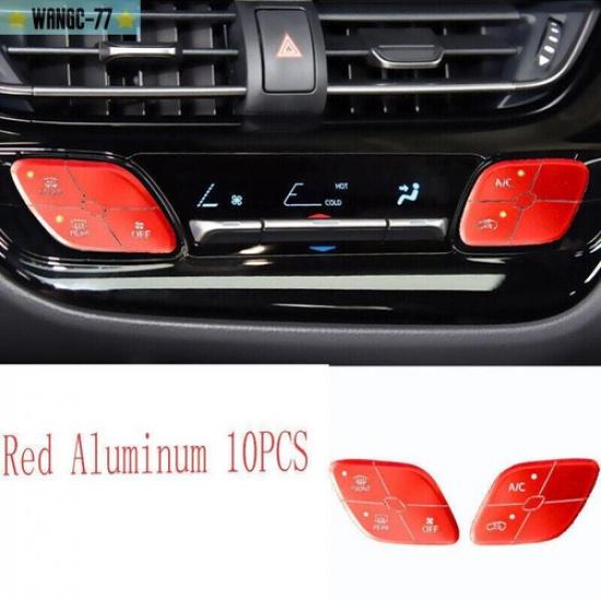 Red Aluminum Central Console AC Button Cover Trim For Toyota C-HR CHR 2018-