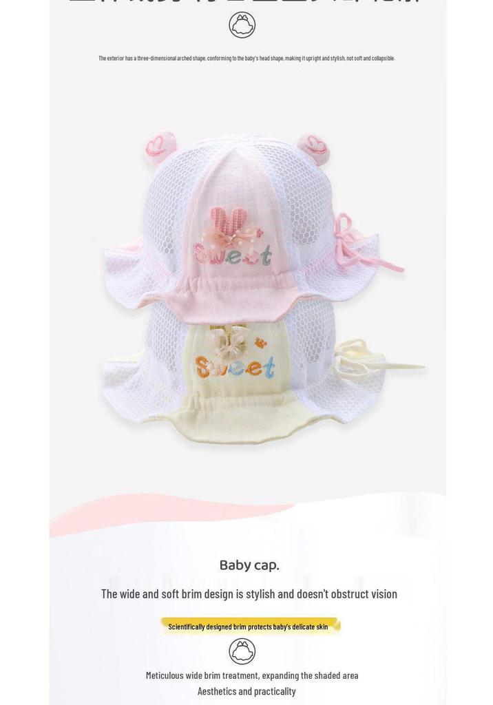 Infant Toddler Mesh Sun Protection Hat - Summer Baby Girl Bucket Hat for Spring & Autumn