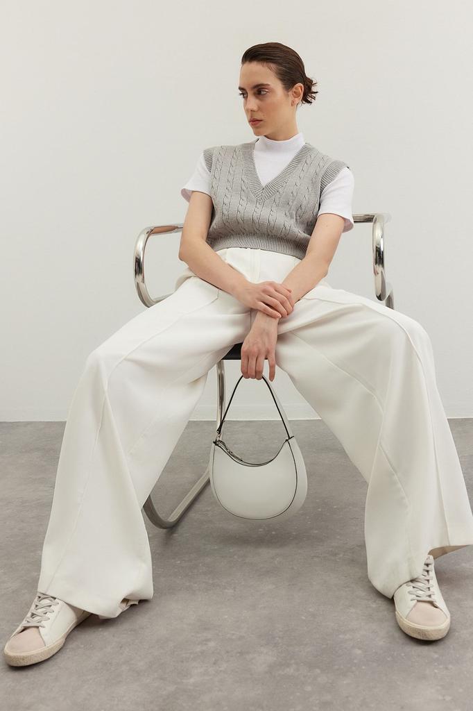 Women's Fashion Stylish Sweater Stone Crop V-Neck Knitwear Sweater