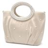 Plex Women's 2-Way Party Bag with Pearl Handles and Beaded Tote Bag, Ivory