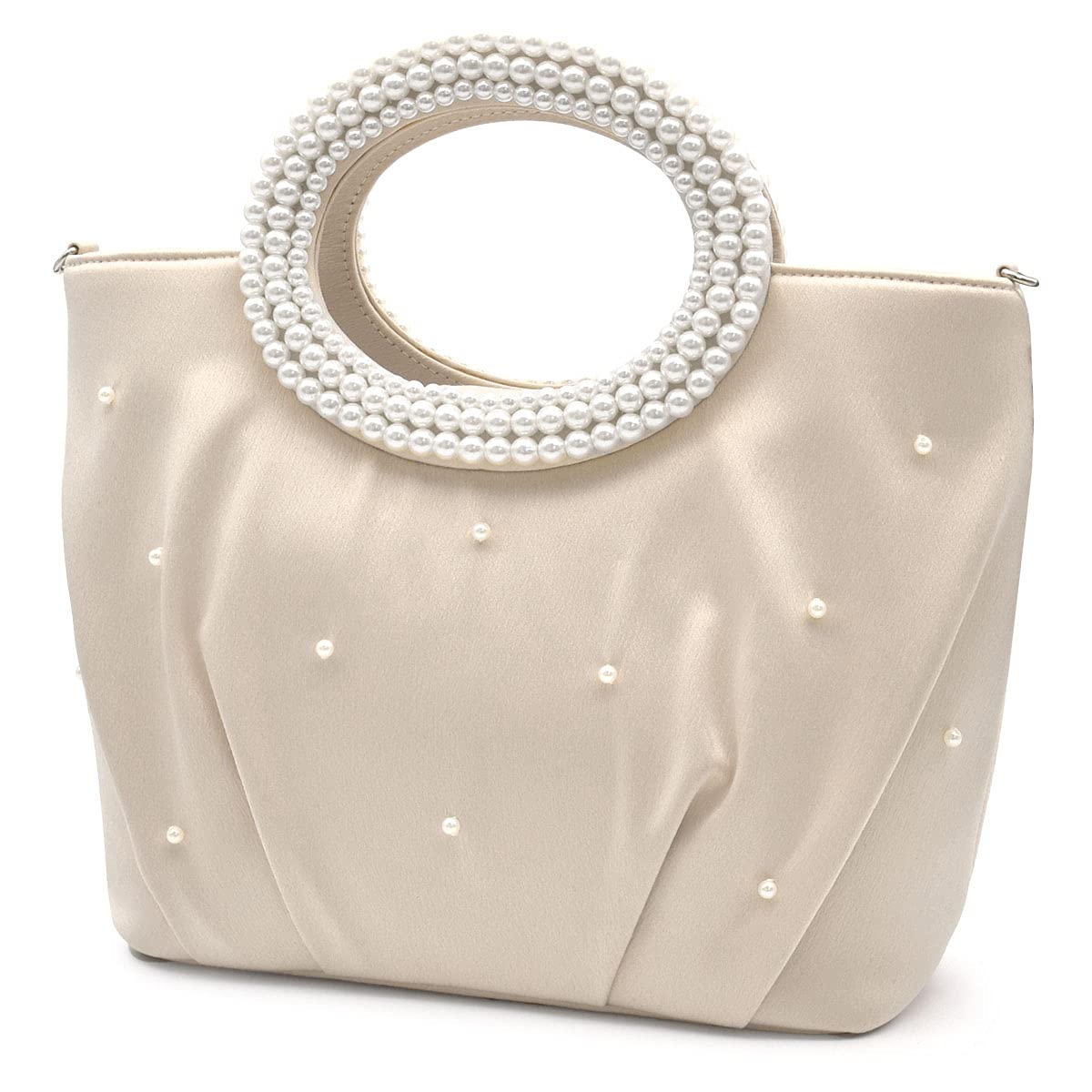 

Plex Women s 2-Way Party Bag with Pearl Handles and Beaded Tote Bag, Ivory