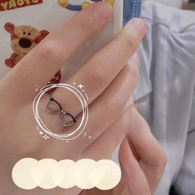 Cute Glasses Open Ring Adjustable Enamel Painting Ring Finger Buckle Tail Rings for Women Daily Wear Special Occasions