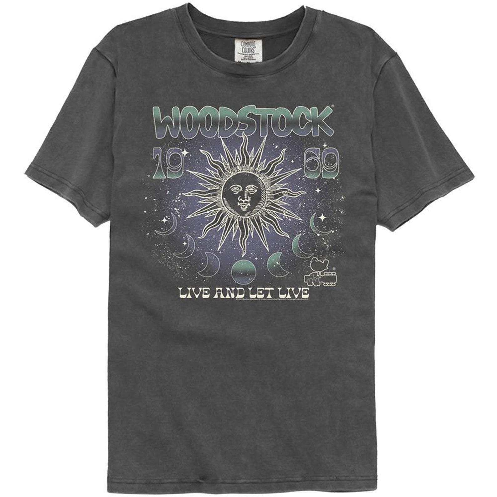 Woodstock Sun And Moon Phases Washed Black T-Shirt 3XL