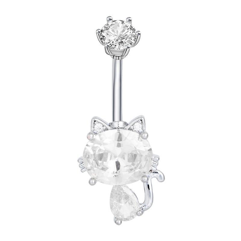 Süßer Katzen Bauchnabelring Glänzender Zirkon Nabelpiercing Ring Für Frauen Sexy Körperschmuck Zubehör Geschenke