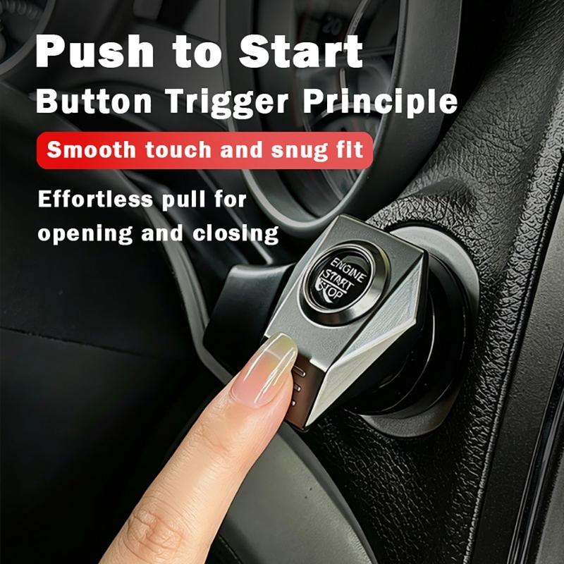 Engine Start Stop Button Cover Metal Interior Accent, Stick On Trim Frame for a Finished Dashboard Style in Cars