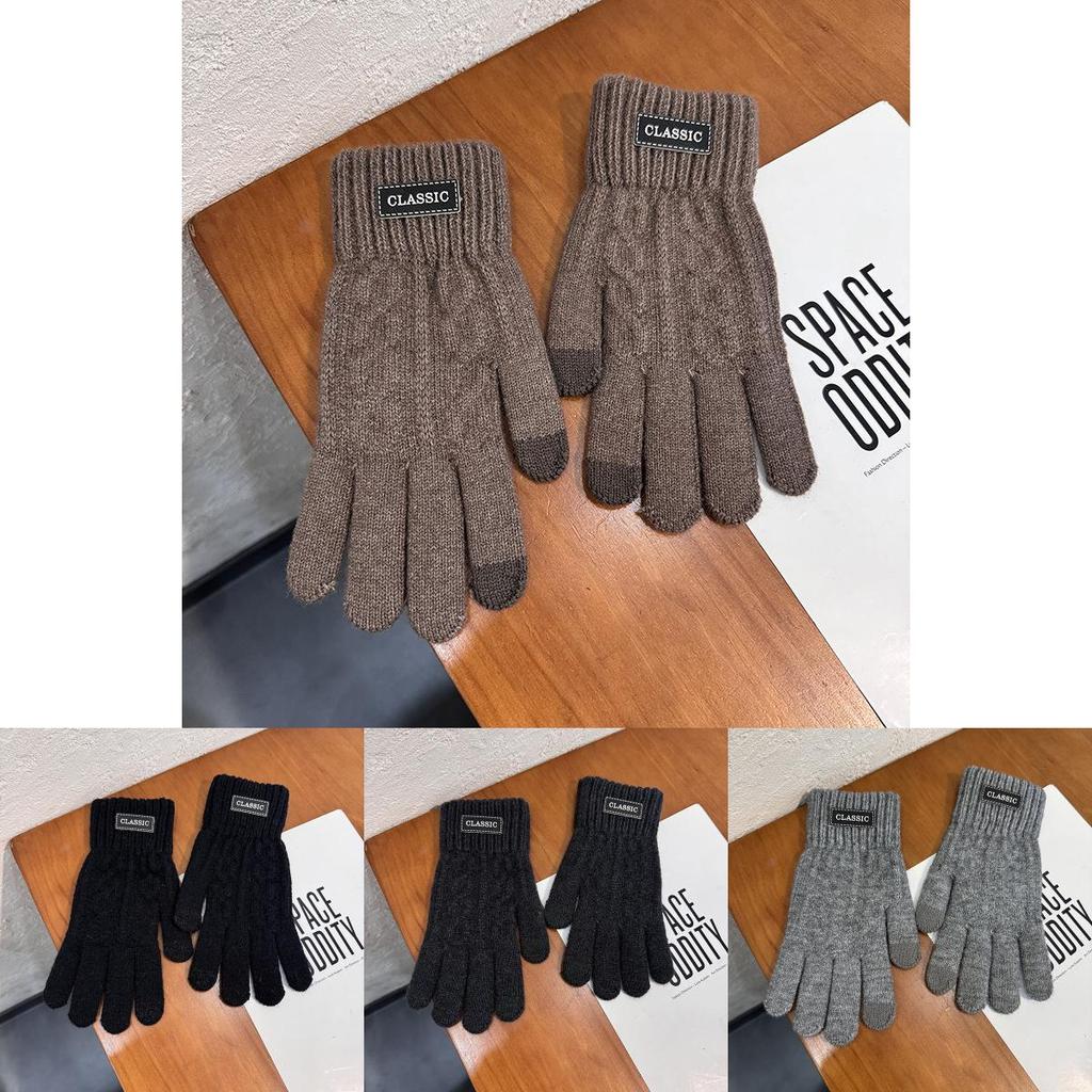 Handgestrickte Touchscreen-Handschuhe für Herren Winterwärme Mit gemustertem Design Für Freizeitkleidung