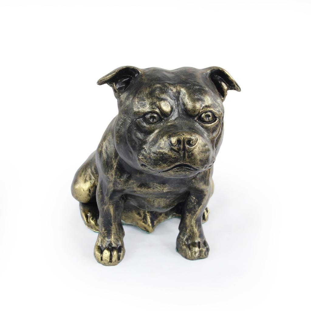 Staffordshire Bull Terrier, Staffy - Dog Statue, Sitting Dog for Desk, Decoration for the Living Room of a Dog Lover by Art-Dog